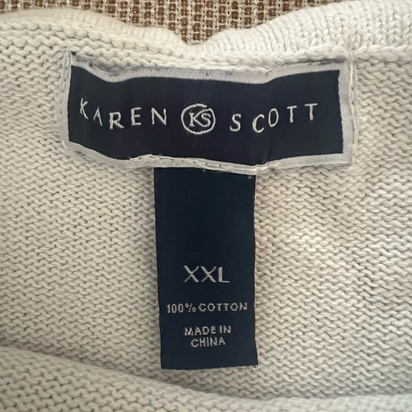 Karen Scott - striped nautical inspired sweater shirt w/ zipper shoulders - Picture 8 of 10